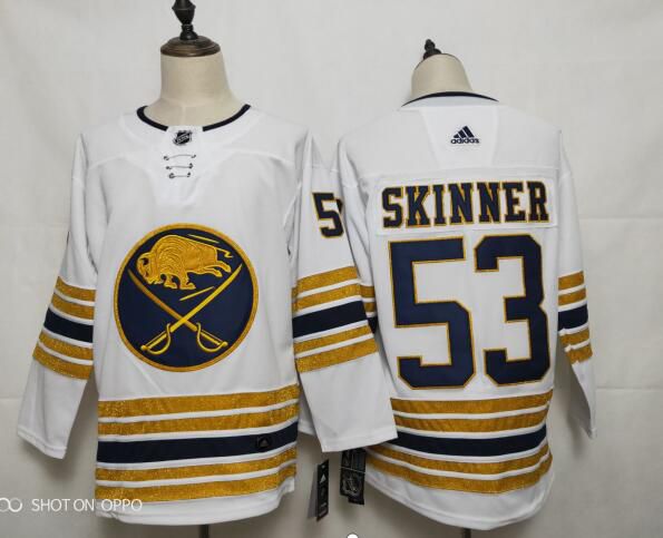 Men Buffalo Sabres #53 Skinner White Adidas 50th Anniversary Golden Edition NHL Jersey